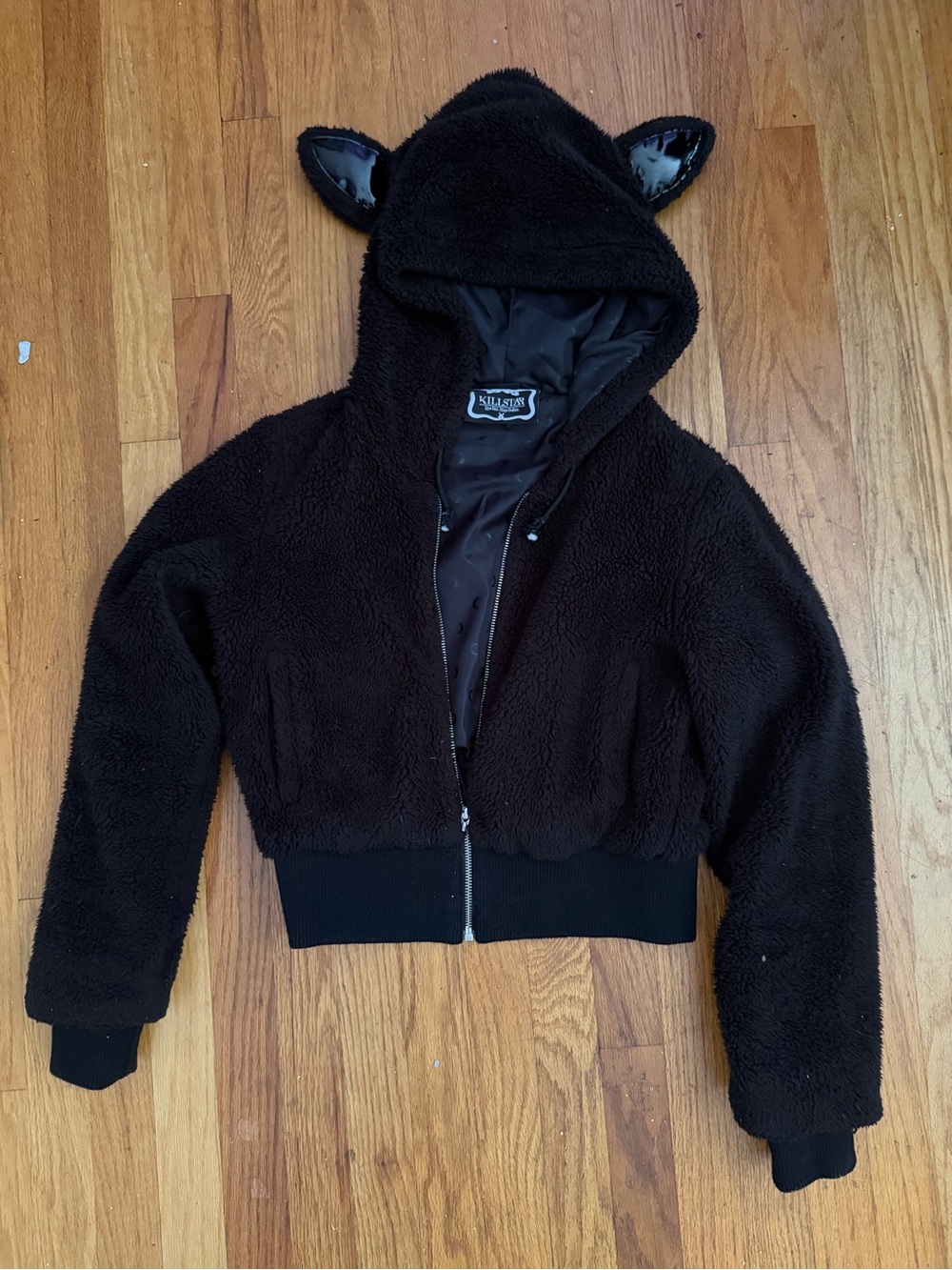 Killstar Black Sherpa Zip-Up Hoodie with Ear Accents